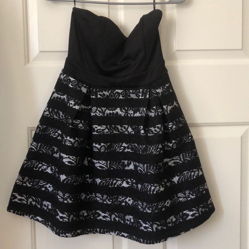 Love Culture Black and White Strapless Dress